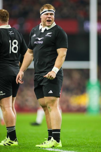 Ethan de Groot of New Zealand during the Quilter Nations Series 2025 match Wales vs New Zealand at Principality Stadium, Cardiff, United Kingdom, 22nd November 2025

(Photo by Andrew Lewis/News Images)

*** GER AUT SUI OUT ***