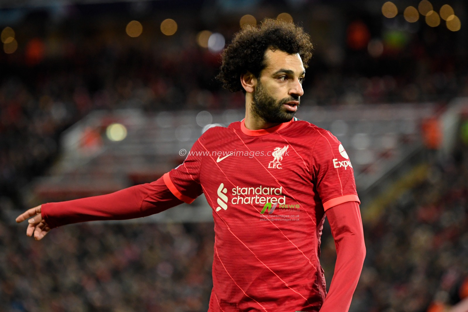 Mohamed Salah #11 of Liverpool in action during the game