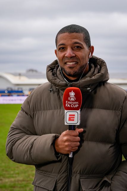 ESPN pundit Jermaine Beckford during the Emirates FA Cup fifth round match Mansfield Town vs Arsenal at One Call Stadium, Mansfield, United Kingdom on 07 March 2026

(Photo by Maynard Manyowa/News Images)