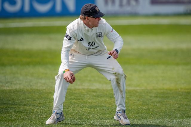 Ben Charlesworth throws the ball during the County Championship Division Two Derbyshire v Gloucestershire at The Central Co-Op County Ground, Derby, United Kingdom on 26 April 2026

(Photo by Maynard Manyowa/News Images)