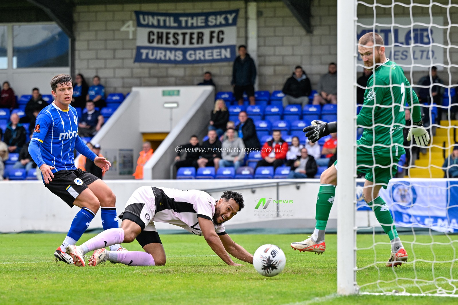 Kyle Wootton of Stockport County scores a goal to make it 0-2  Stockport County during the Pre-season friendly match Chester vs Stockport County at Deva Stadium, Chester, United Kingdom, 6th July 2024

(Photo by Cody Froggatt/News Images)