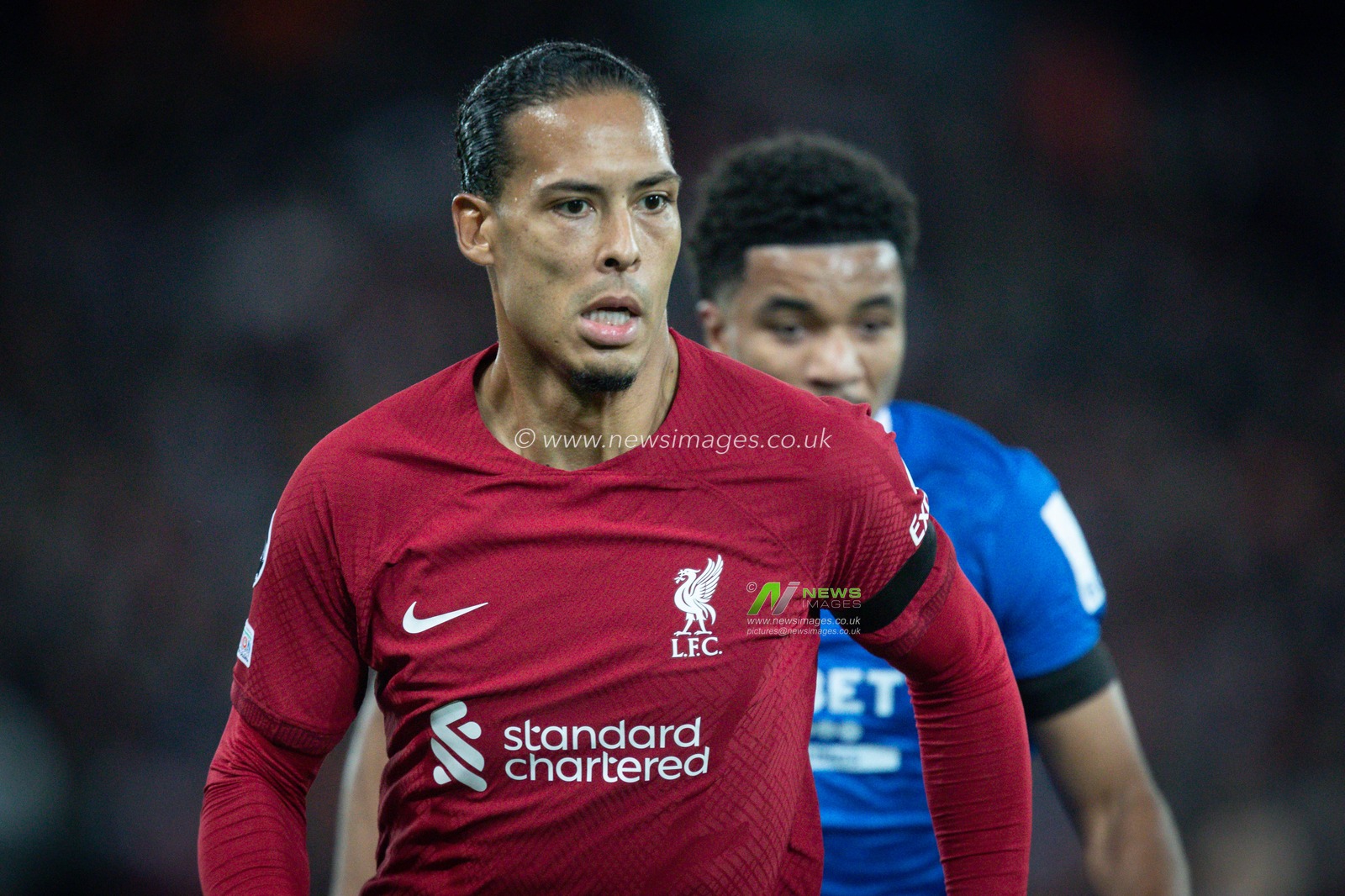 Virgil van Dijk #4 of Liverpool in action during the UEFA Champions League match Liverpool vs Rangers at Anfield, Liverpool, United Kingdom, 4th October 2022

(Photo by James Heaton/News Images)