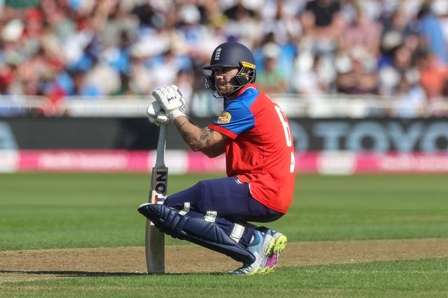 Phil Salt of England crouches during the Third Vitality T20 International match England vs India at Trent Bridge, Nottingham, United Kingdom on 07 July 2026

(Photo by Mark Cosgrove/News Images)