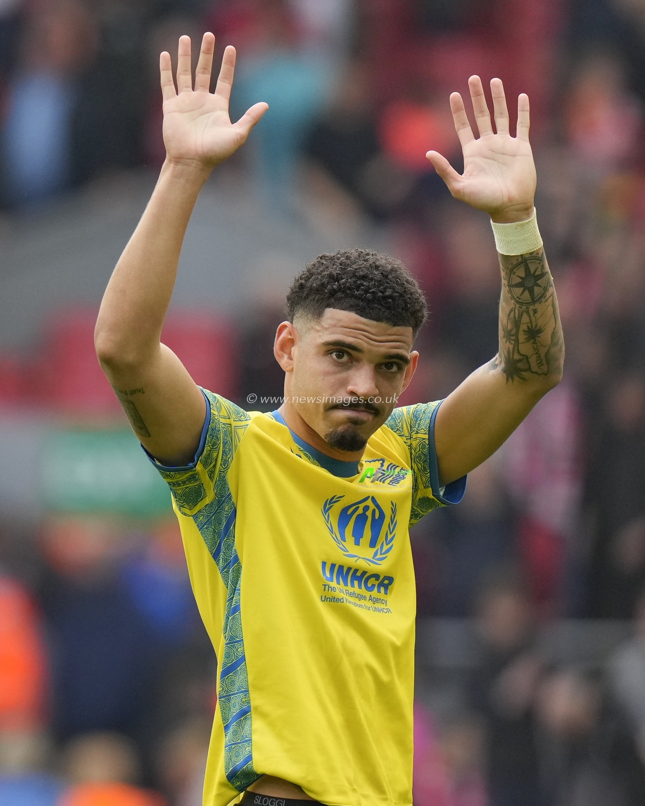 Morgan Gibbs-White #10 of Nottingham Forest salutes the fans after the Premier League match Liverpool vs Nottingham Forest at Anfield, Liverpool, United Kingdom, 22nd April 2023

(Photo by Steve Flynn/News Images)