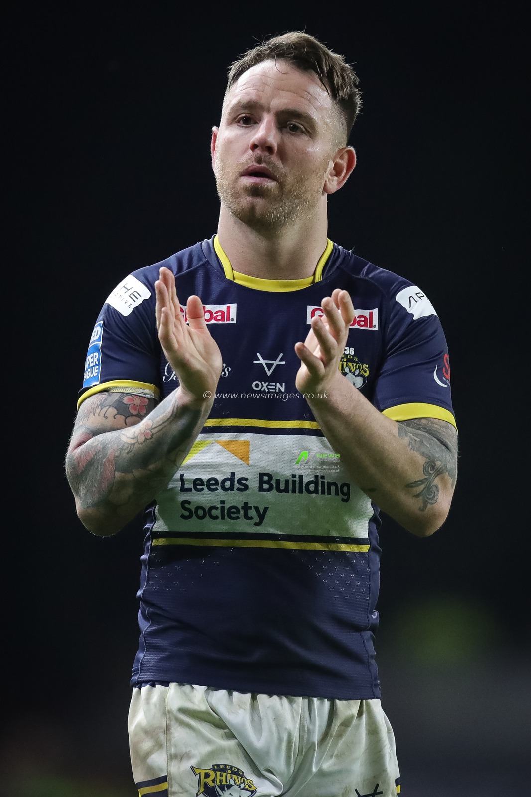 Richie Myler #1 of Leeds Rhinos claps his hands and applauds the supporters at full-time after the Betfred Super League Round 11 match Leeds Rhinos vs Salford Red Devils at Headingley Stadium, Leeds, United Kingdom, 5th May 2023

(Photo by James Heaton/News Images)