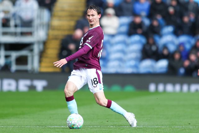 Hjalmar Ekdal of Burnley with ball at his feet during the Premier League match Burnley vs Brighton & Hove Albion at Turf Moor, Burnley, United Kingdom on 11 April 2026

(Photo by Jorge Horsted/News Images)