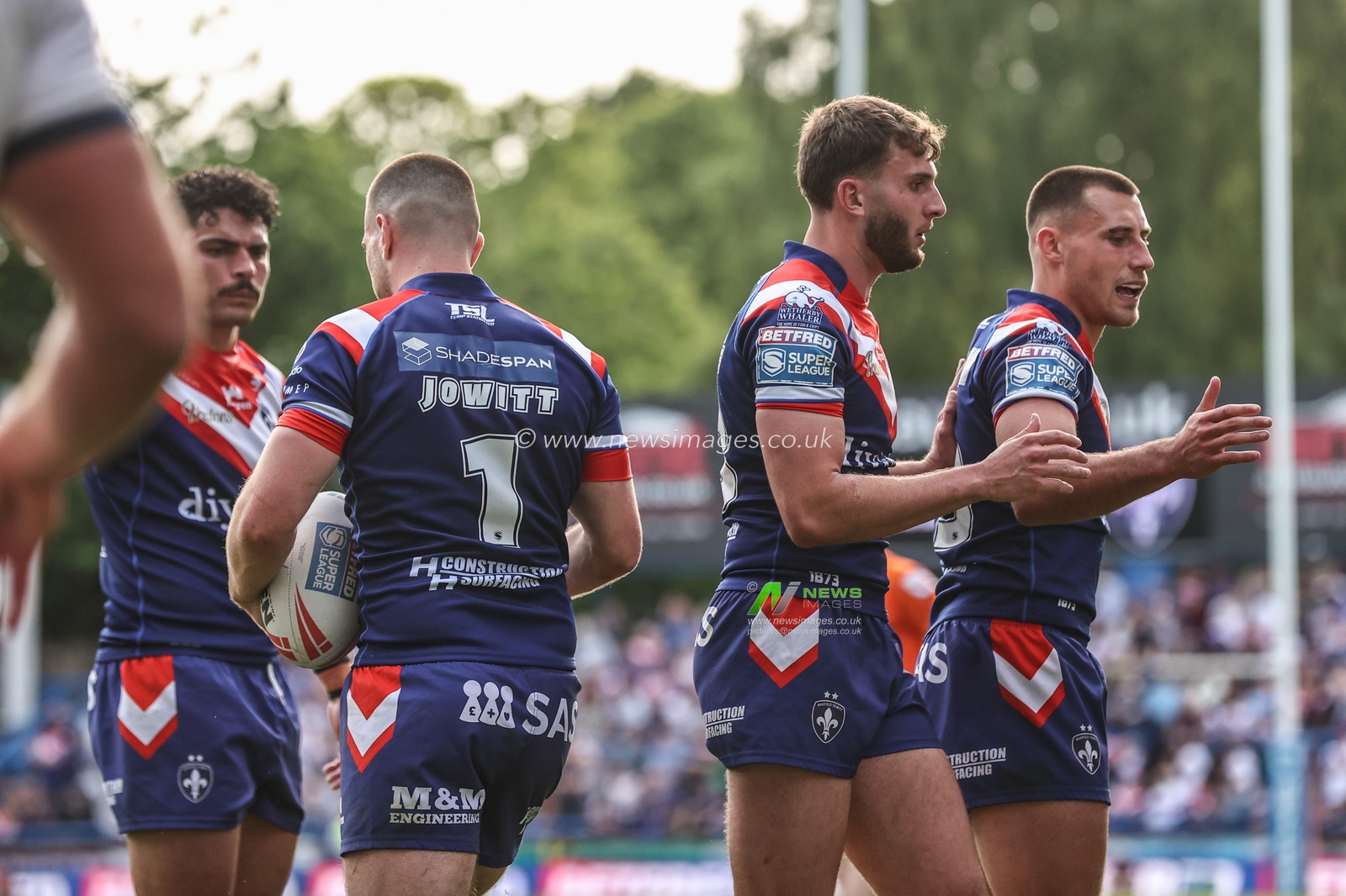 Max Jowitt of Wakefield Trinity celebrates his try during the Betfred Super League Round 13 match Leeds Rhinos vs Wakefield Trinity at Headingley Stadium, Leeds, United Kingdom, 31st May 2025

(Photo by Alfie Cosgrove/News Images)