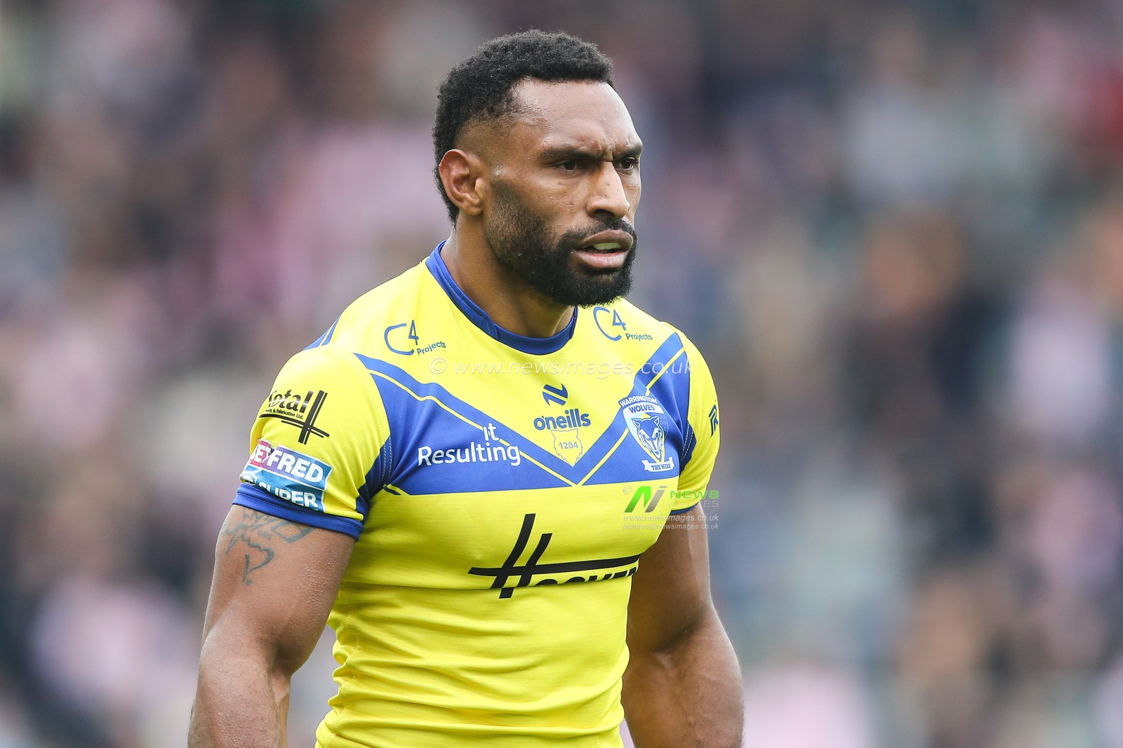 Rodrick Tai of Warrington Wolves during the Betfred Super League Round 8 match Leigh Leopards vs Warrington Wolves at Leigh Sports Village, Leigh, United Kingdom, 19th April 2025

(Photo by Gareth Evans/News Images)