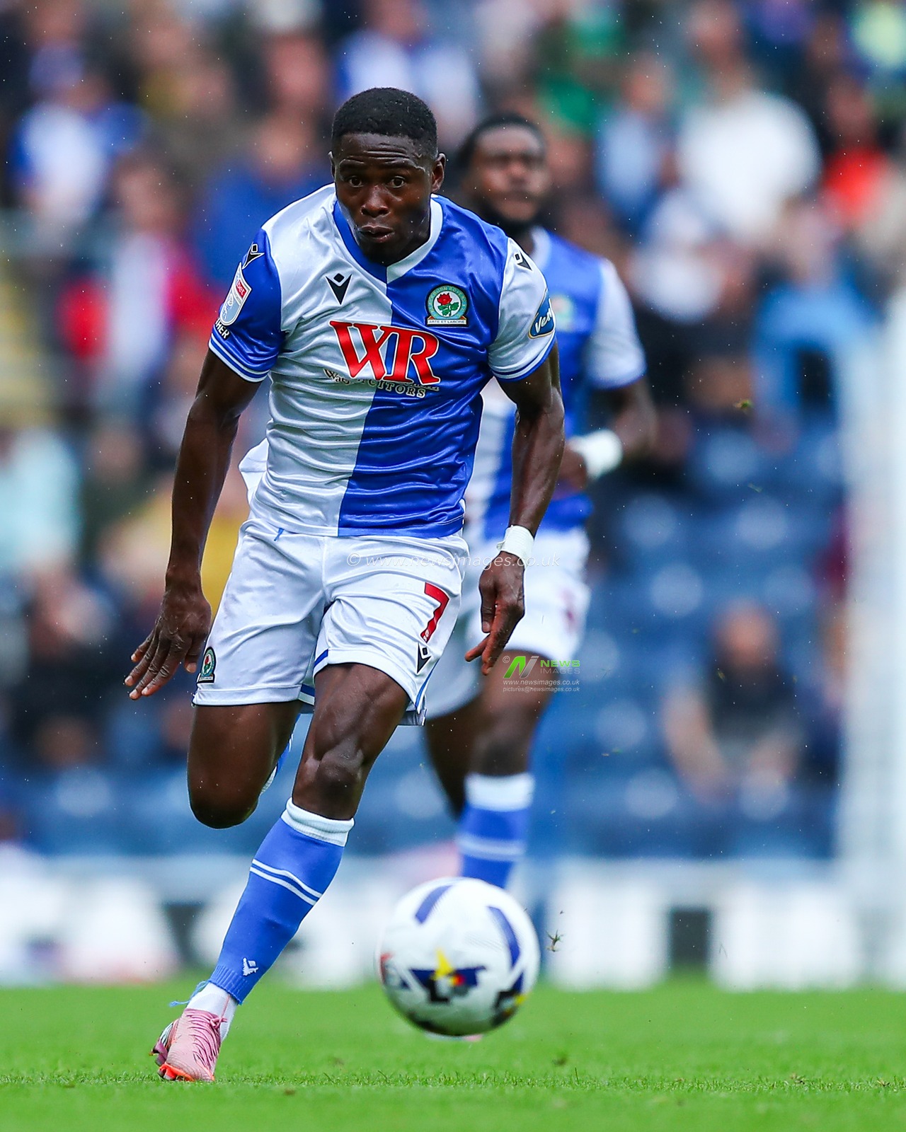 Augustus Kargbo of Blackburn Rovers with ball at his feet during the Sky Bet Championship match Blackburn Rovers vs Norwich City at Ewood Park, Blackburn, United Kingdom, 30th August 2025

(Photo by Jorge Horsted/News Images)