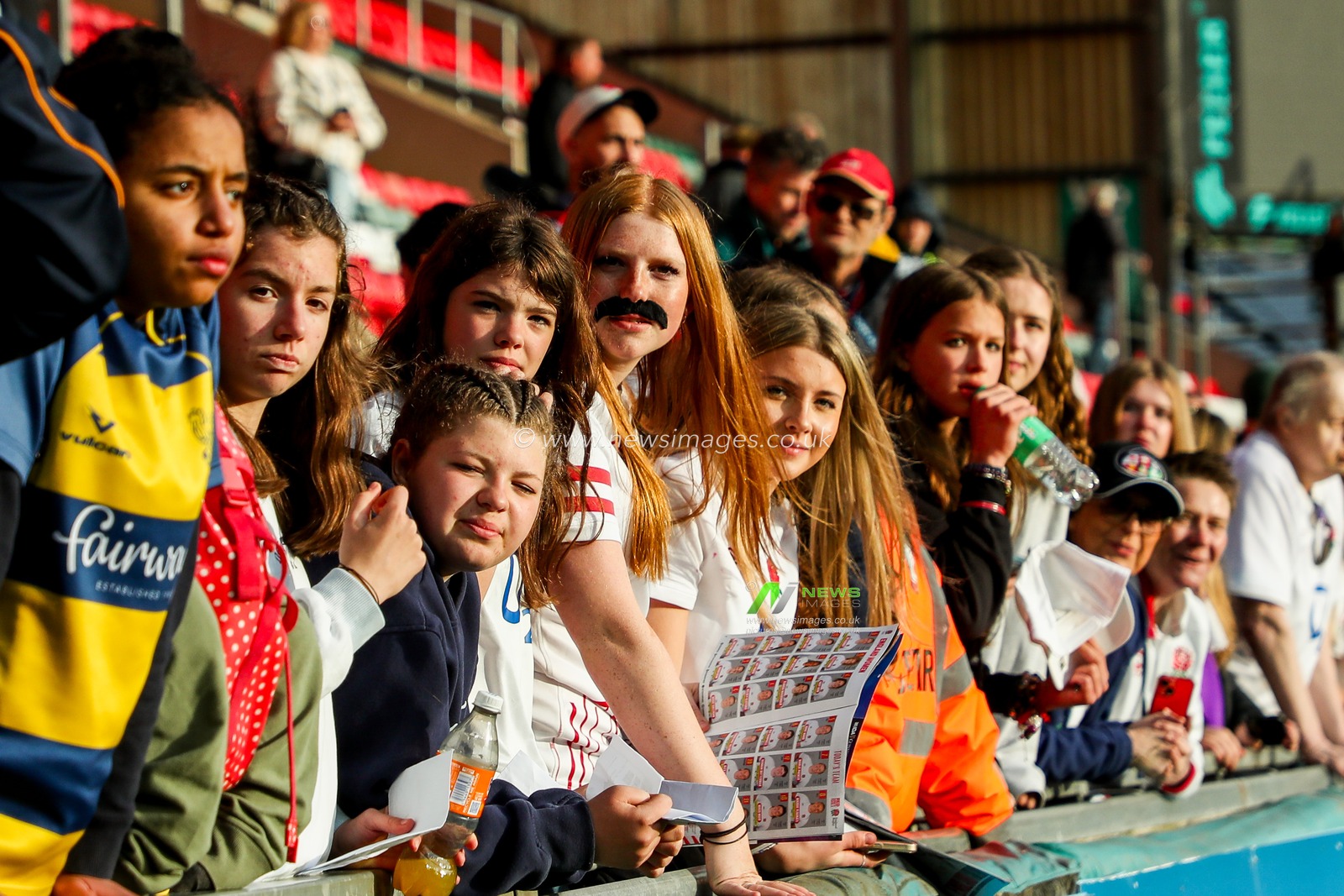 England fans watch on during the 2025 Guinness Womenâ€™s 6 Nations match England vs Scotland at Mattioli Woods Welford Road Stadium, Leicester, United Kingdom, 19th April 2025

(Photo by Izzy Poles/News Images)