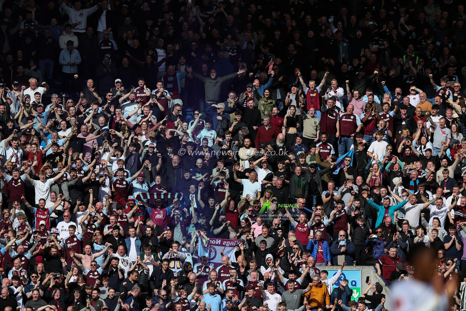 Aston Villa fans celebrating 3-0 win during the Emirates FA Cup Quarter-finals Preston North End v Aston Villa at Deepdale, Preston, United Kingdom, 30th March 2025

(Photo by Jorge Horsted/News Images)