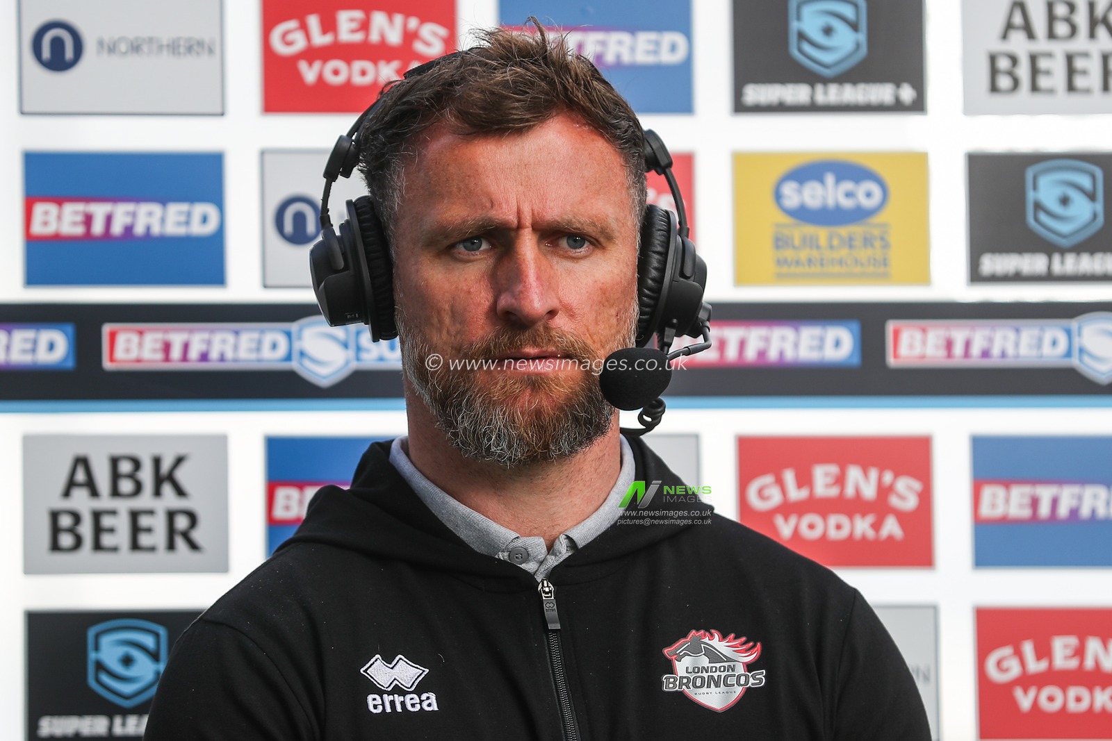 Mike Eccles Director of Rugby of London Broncos gives an interview after the Betfred Super League Round 13 match Salford Red Devils vs London Broncos at Salford Community Stadium, Eccles, United Kingdom, 2nd June 2024

(Photo by Gareth Evans/News Images)