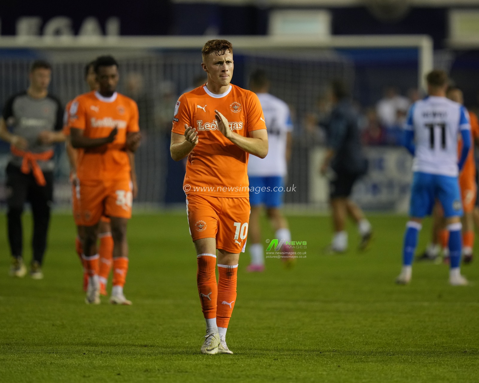 Sonny Carey #10 of Blackpool salutes the fans after the EFL Trophy match Barrow vs Blackpool at SO Legal Stadium, Barrow-in-Furness, United Kingdom, 5th September 2023

(Photo by Steve Flynn/News Images)