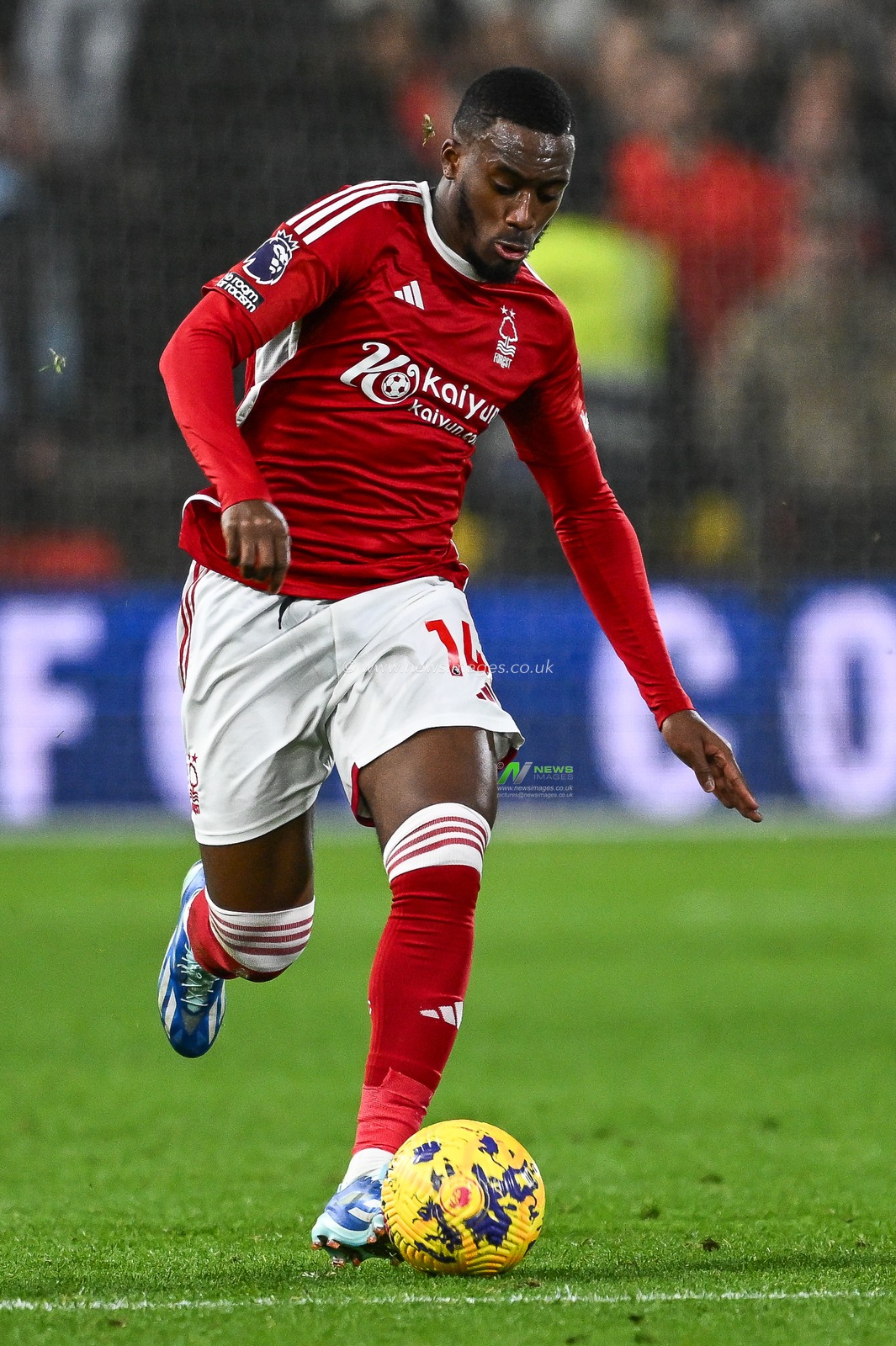 Callum Hudson-Odoi of Nottingham Forest makes a break with the ball during the Premier League match Nottingham Forest vs Bournemouth at City Ground, Nottingham, United Kingdom, 23rd December 2023

(Photo by Craig Thomas/News Images)