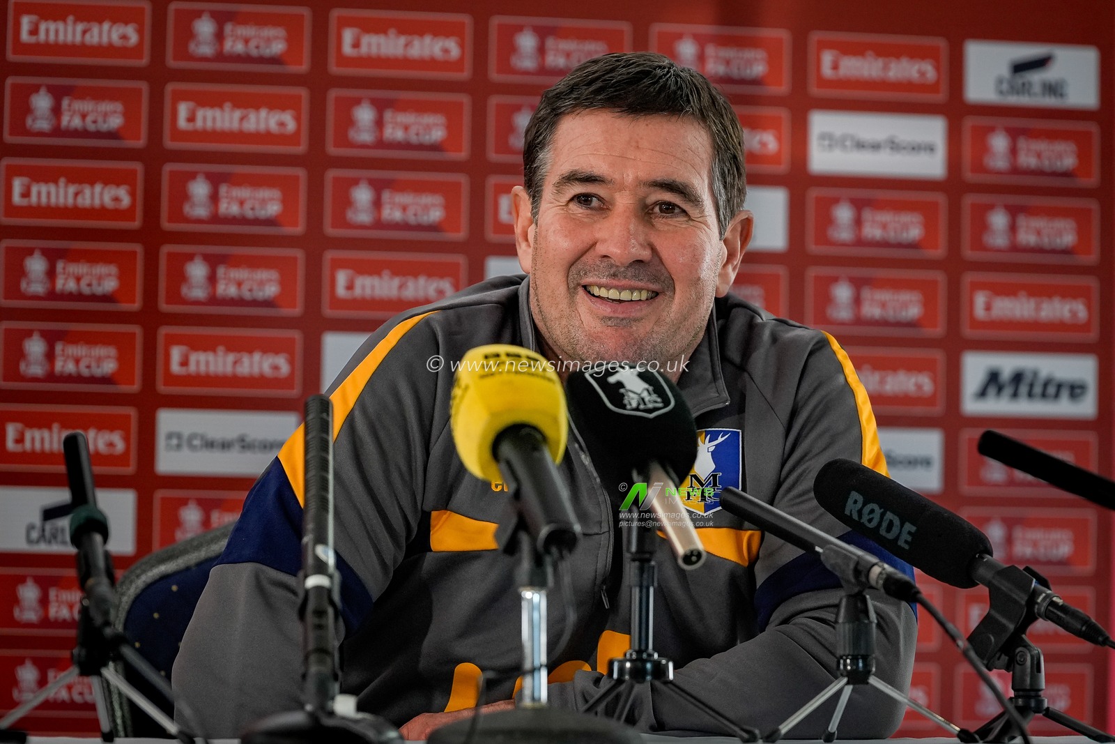 Mansfield Town manager Nigel Clough during the pre-match press conference for the FA Cup Fifth round match Mansfield v Arsenal to be played at One Call Stadium, Mansfield, United Kingdom on 07 March 2026

(Photo by Maynard Manyowa/News Images)