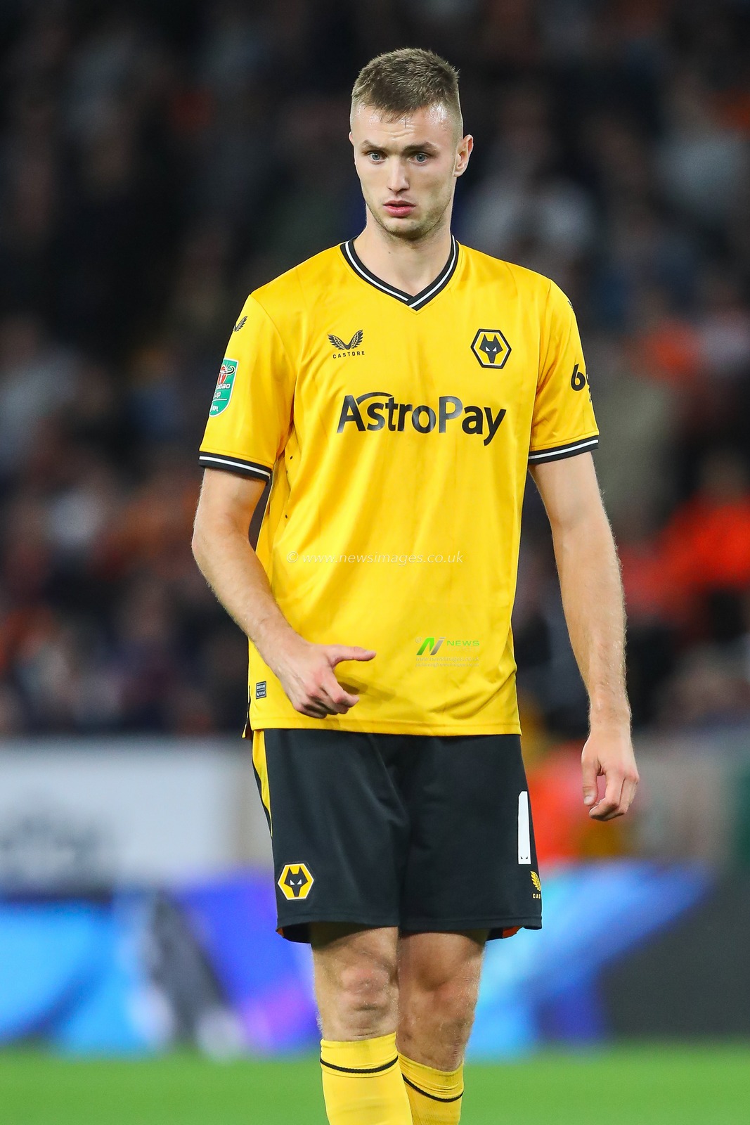 SaÅ¡a KalajdÅ¾iÄ‡ #18 of Wolverhampton Wanderers during the Carabao Cup match Wolverhampton Wanderers vs Blackpool at Molineux, Wolverhampton, United Kingdom, 29th August 2023

(Photo by Gareth Evans/News Images)