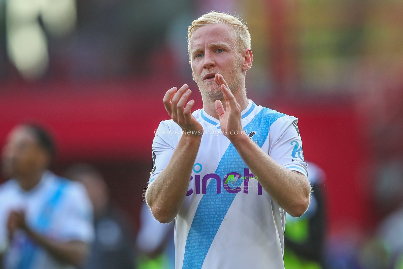 Will Hughes of Crystal Palace applauds the travelling fans after the game during the Premier League match Nottingham Forest vs Crystal Palace at City Ground, Nottingham, United Kingdom, 30th March 2024

(Photo by Gareth Evans/News Images)