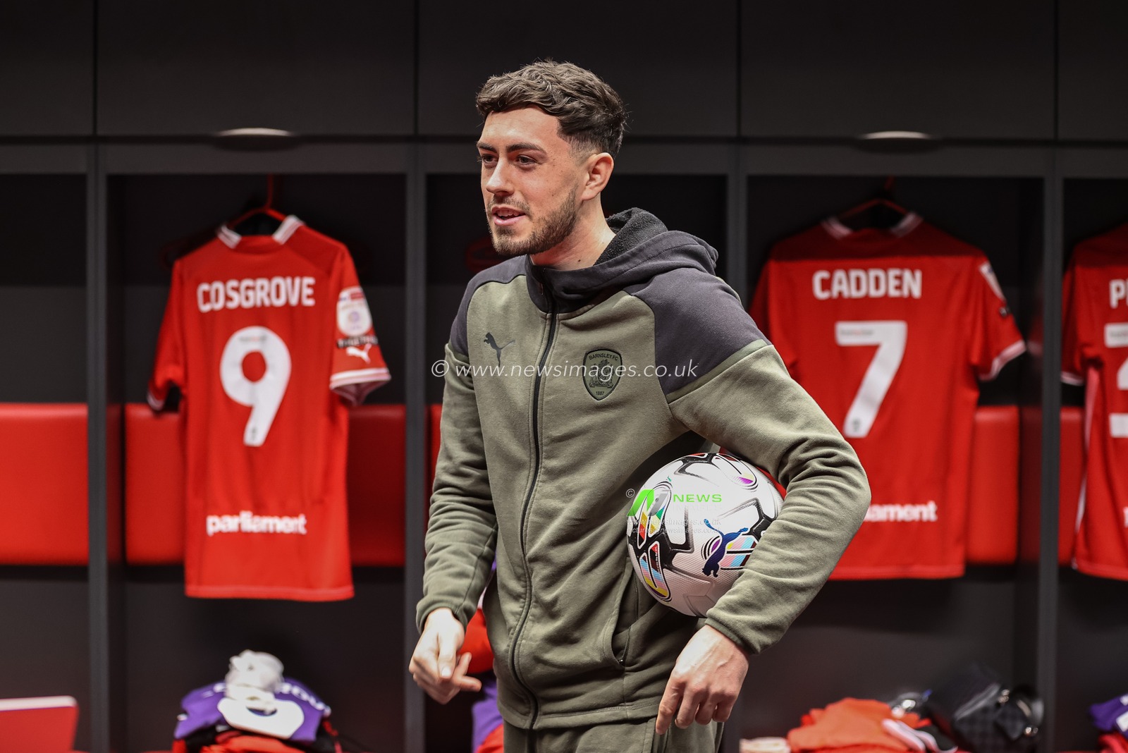 Corey O'Keeffe of Barnsley in the home dressing room during the Sky Bet League 1 match Barnsley vs Derby County at Oakwell, Barnsley, United Kingdom, 24th February 2024

(Photo by Mark Cosgrove/News Images)