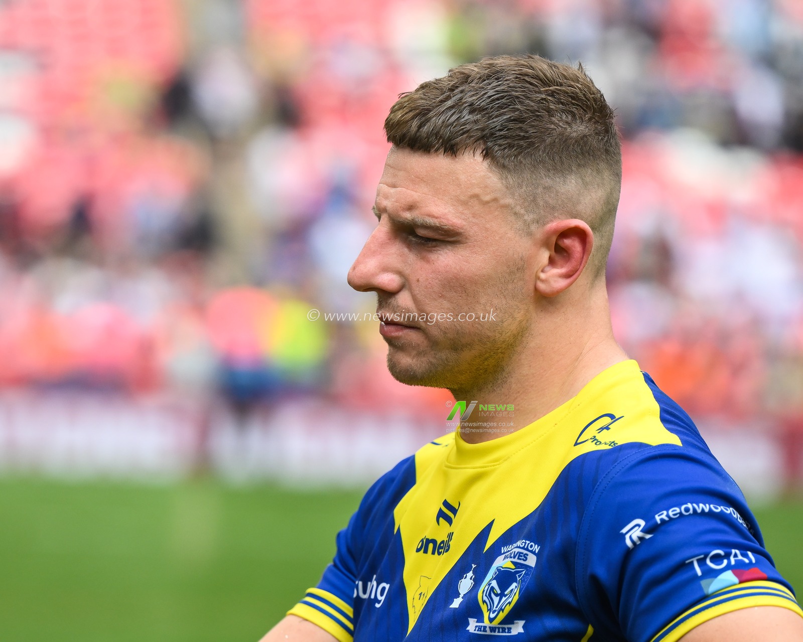 George Williams of Warrington Wolves is dejected at the end of the Betfred Challenge Cup Final match Warrington Wolves vs Wigan Warriors at Wembley Stadium, London, United Kingdom, 8th June 2024

(Photo by Craig Thomas/News Images)