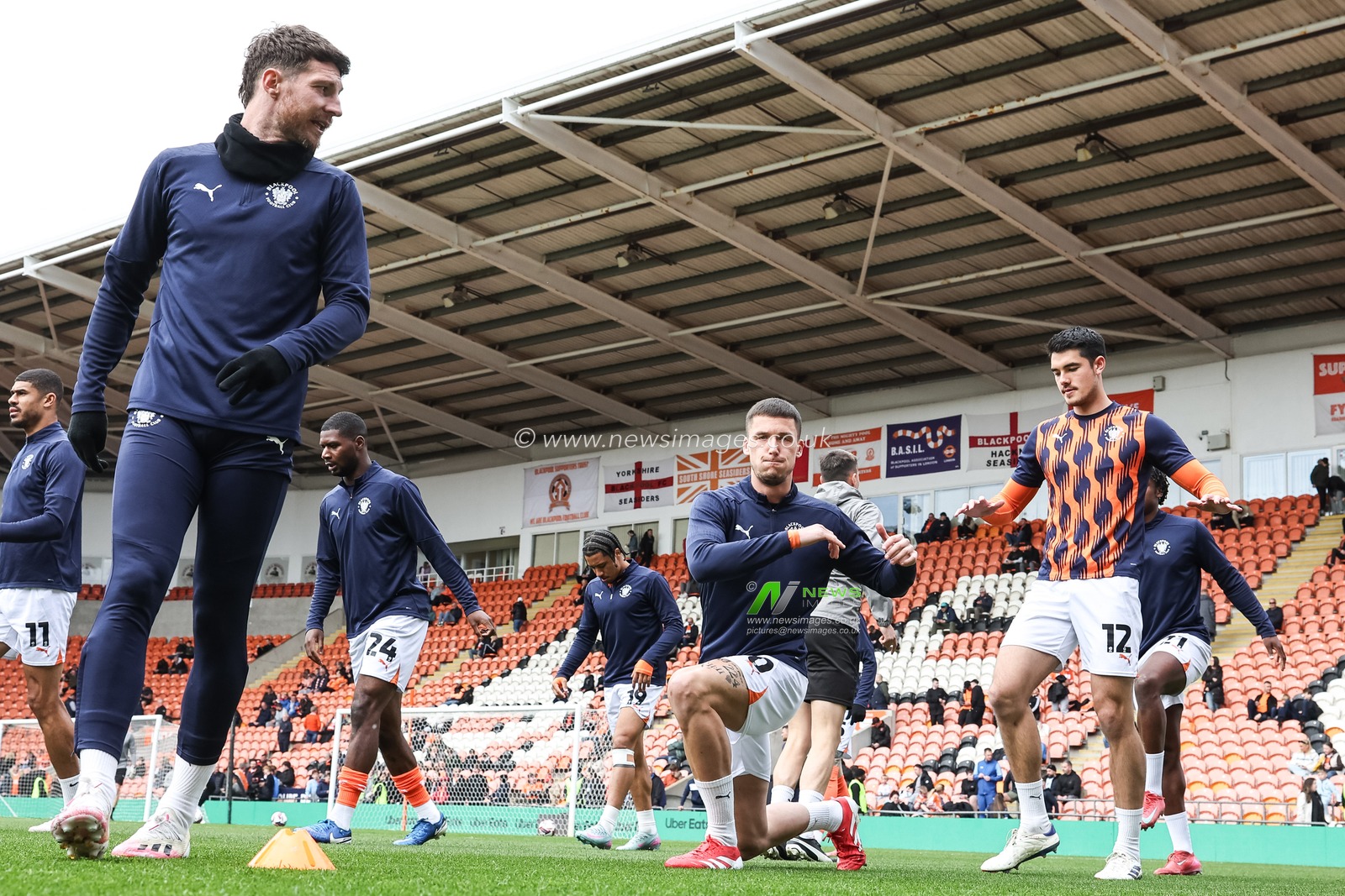 Oliver Casey of Blackpool in the pregame warmup session during the Sky Bet League 1 match Blackpool vs Wrexham at Bloomfield Road, Blackpool, United Kingdom, 21st April 2025

(Photo by Mark Cosgrove/News Images)
