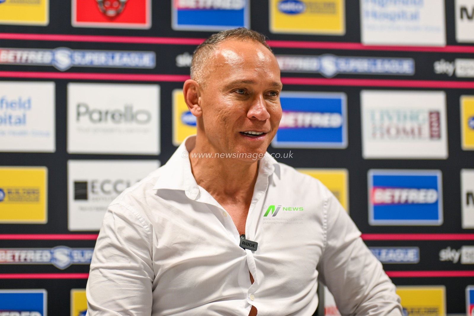 Adrian Lam Head coach of Leigh Leopards during the post match press conference during the Betfred Super League play-off Eliminator 1 Salford Red Devils v Leigh Leopards at Salford Community Stadium, Eccles, United Kingdom, 27th September 2024

(Photo by Craig Thomas/News Images)