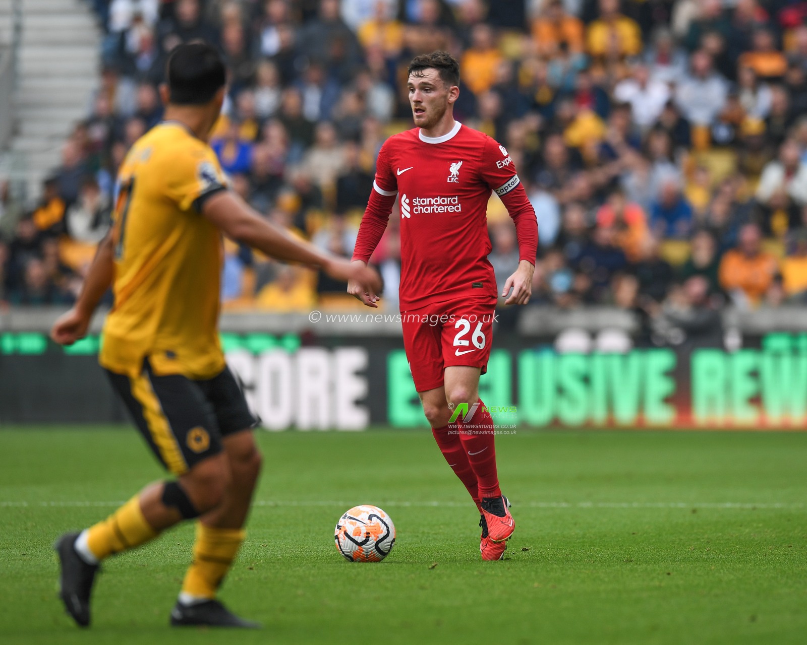 Andrew Robertson #26 of Liverpool during the Premier League match Wolverhampton Wanderers vs Liverpool at Molineux, Wolverhampton, United Kingdom, 16th September 2023

(Photo by Mike Jones/News Images)