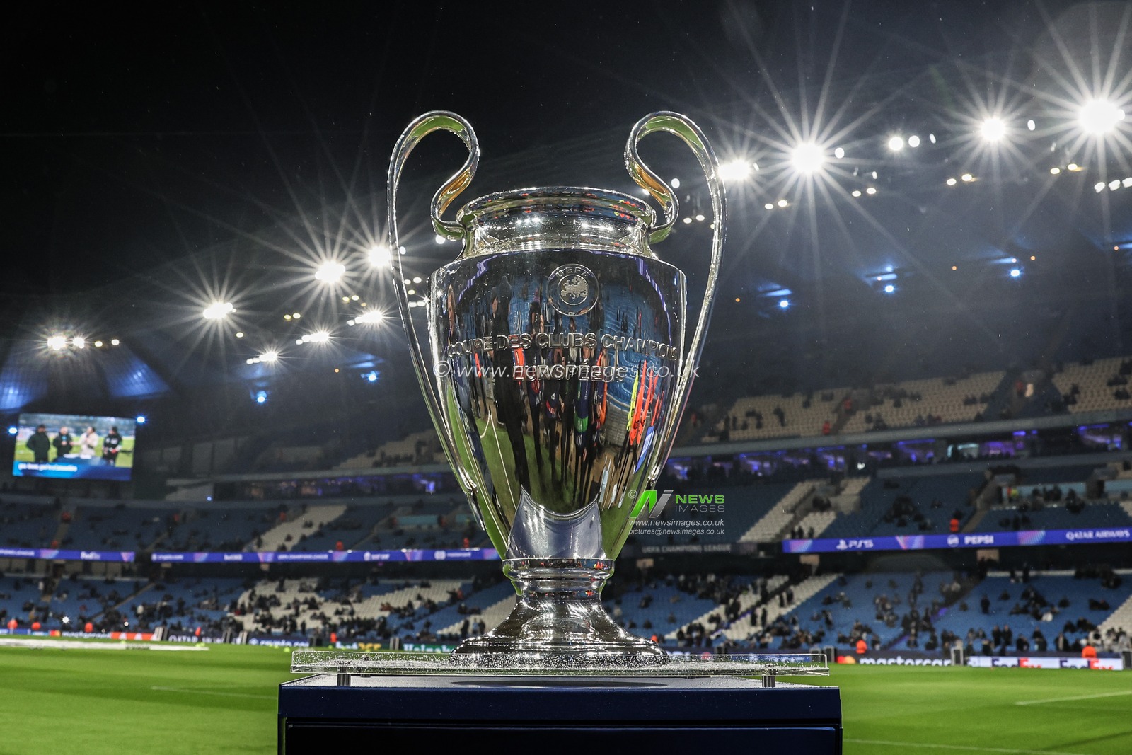 The Champions League Trophy during the UEFA Champions League Knockout Round Play-off Manchester City v Real Madrid at Etihad Stadium, Manchester, United Kingdom, 11th February 2025

(Photo by Mark Cosgrove/News Images)