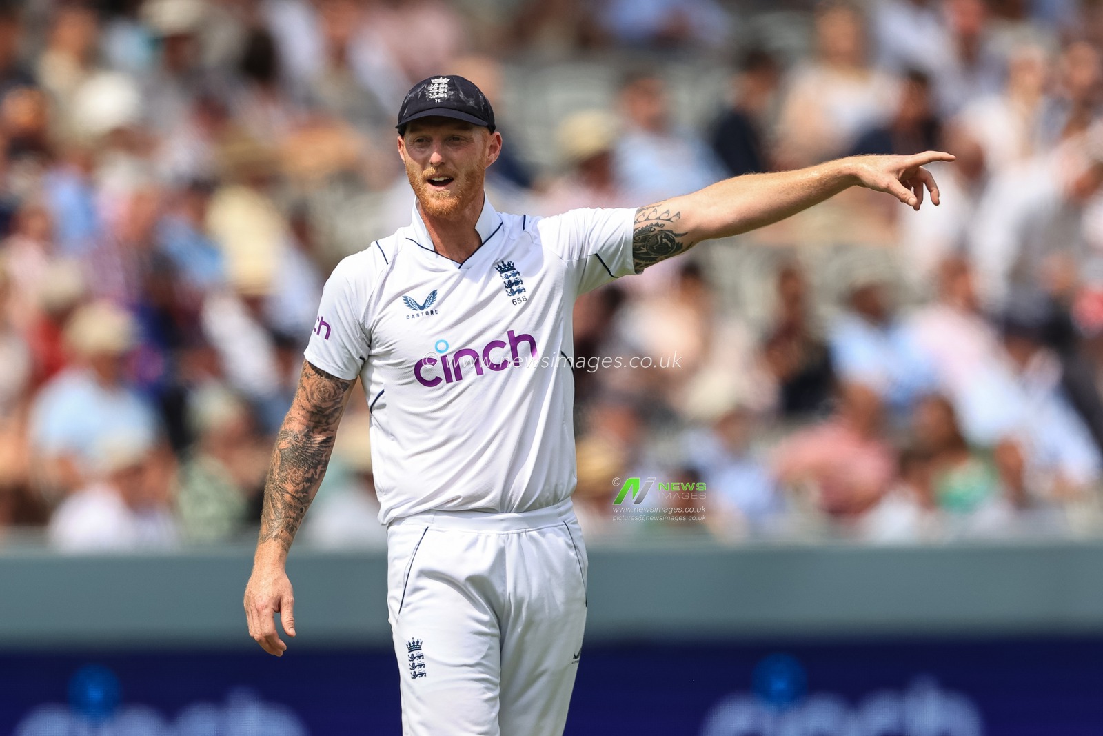 Ben Stokes of England gives instructions