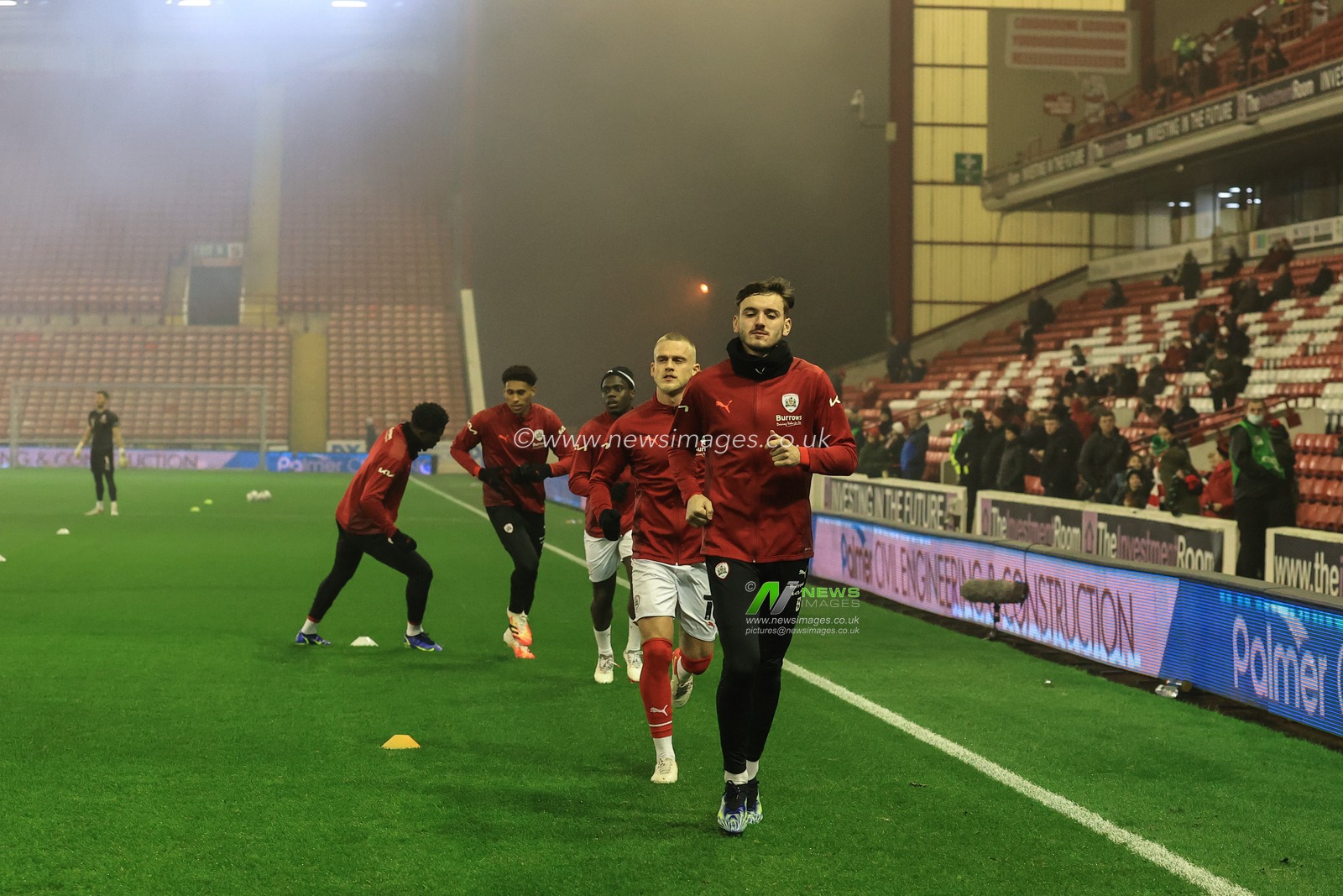 Barnsley players during the pre-game warmup