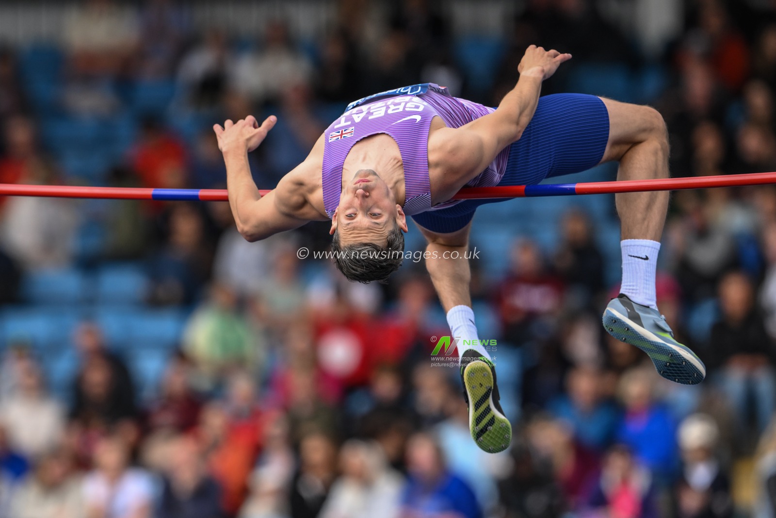 Broom-Edwards fails the high jump during the Microplus UK Athletics Championships Day 1 at Manchester Regional Arena, Manchester, United Kingdom, 29th June 2024

(Photo by Craig Thomas/News Images)
