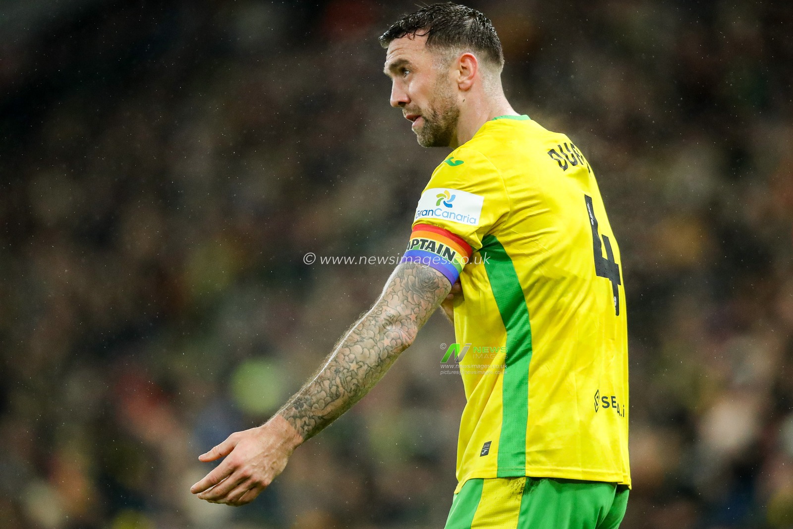 Shane Duffy of Norwich City reacts during the Sky Bet Championship match Norwich City vs Preston North End at Carrow Road, Norwich, United Kingdom, 11th February 2025

(Photo by Izzy Poles/News Images)
