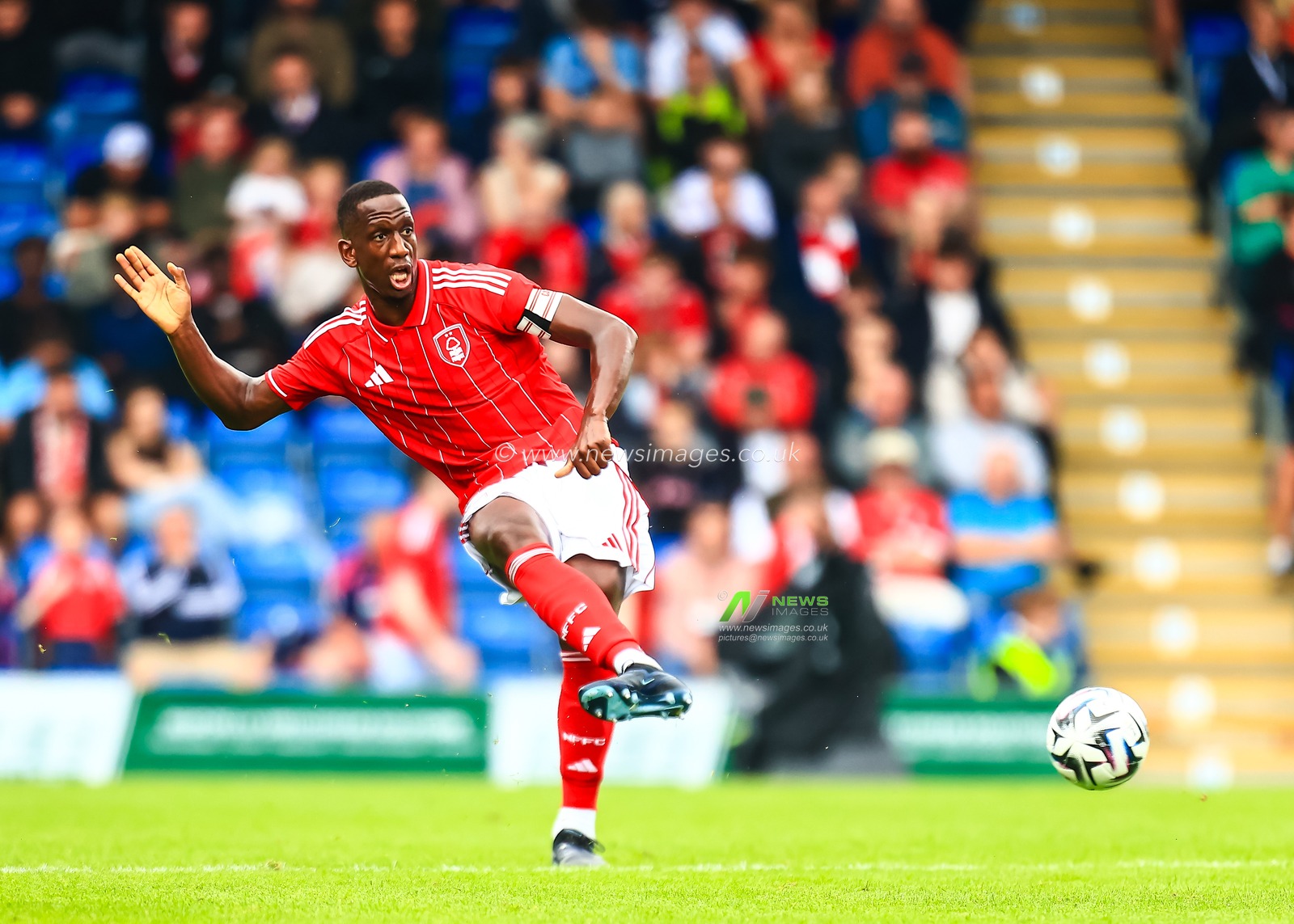 Willy Boly of Nottingham Forest passes the ball during the Pre-season friendly match Nottingham Forest vs Monaco at SMH Group Stadiumact Stadium, Chesterfield, United Kingdom, 19th July 2025

(Photo by Richard Bierton/News Images)