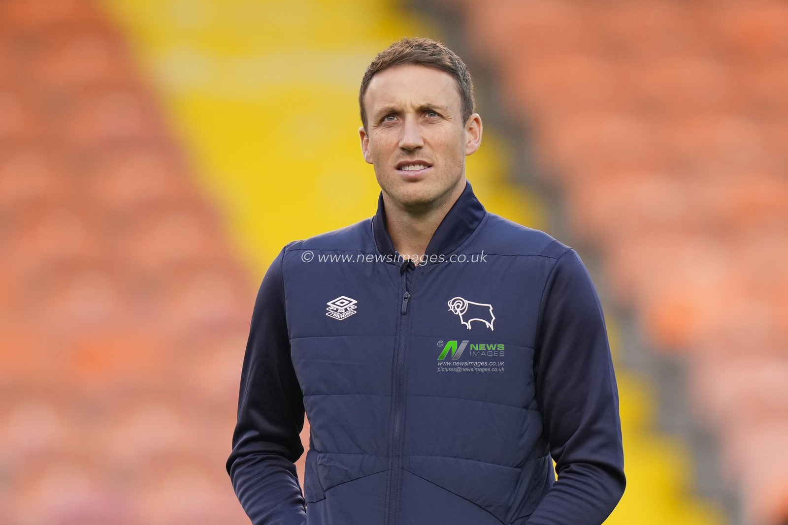 Craig Forsyth #3 of Derby County inspects the pitch before the Sky Bet League 1 match Blackpool vs Derby County at Bloomfield Road, Blackpool, United Kingdom, 3rd October 2023

(Photo by Steve Flynn/News Images)