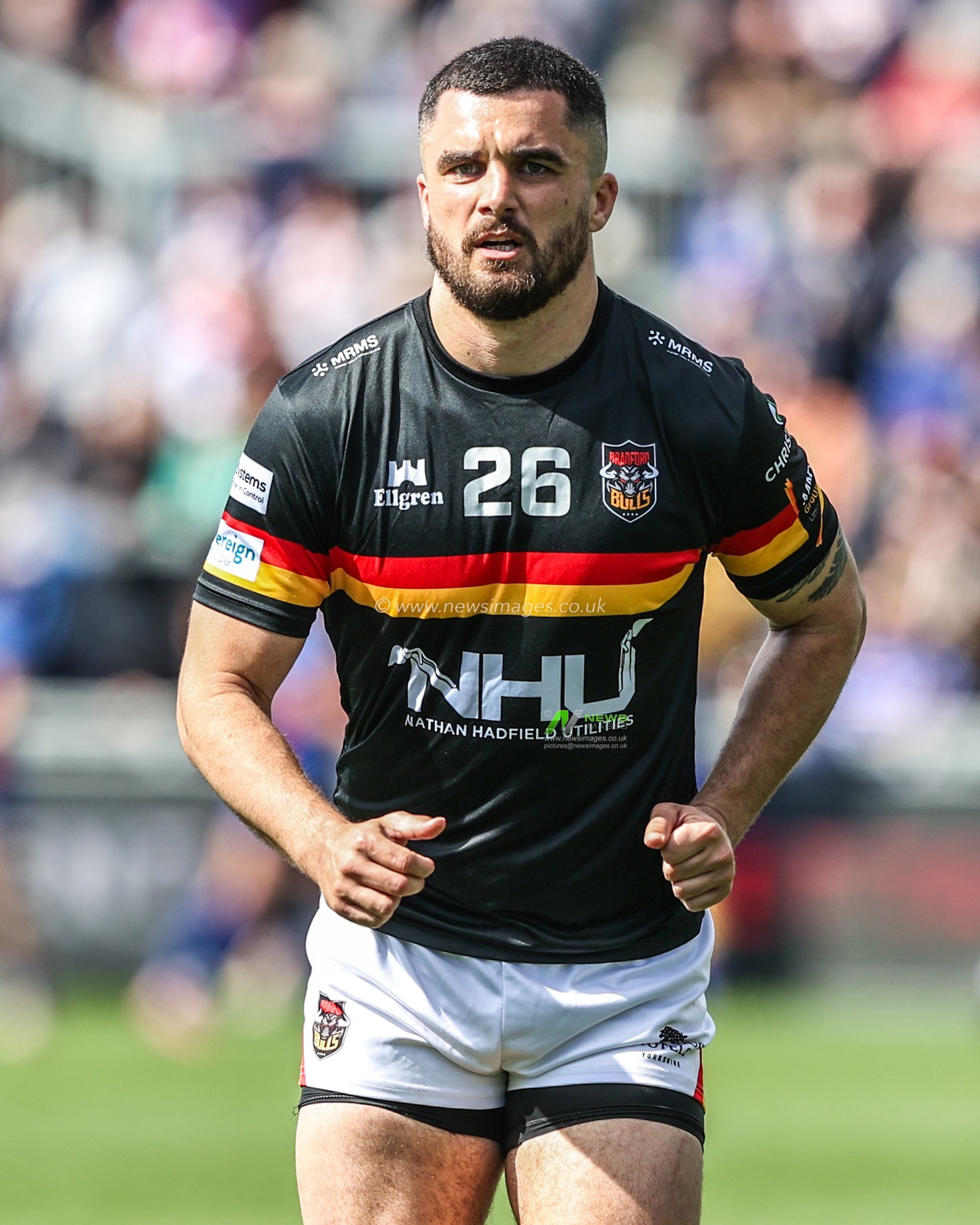 Ronan Michael of Bradford Bulls in the pre-game warm up during the Betfred Super League round 8 match Wakefield Trinity vs Bradford Bulls at DIY Kitchens Stadium, Wakefield, United Kingdom on 18 April 2026

(Photo by Alfie Cosgrove/News Images)