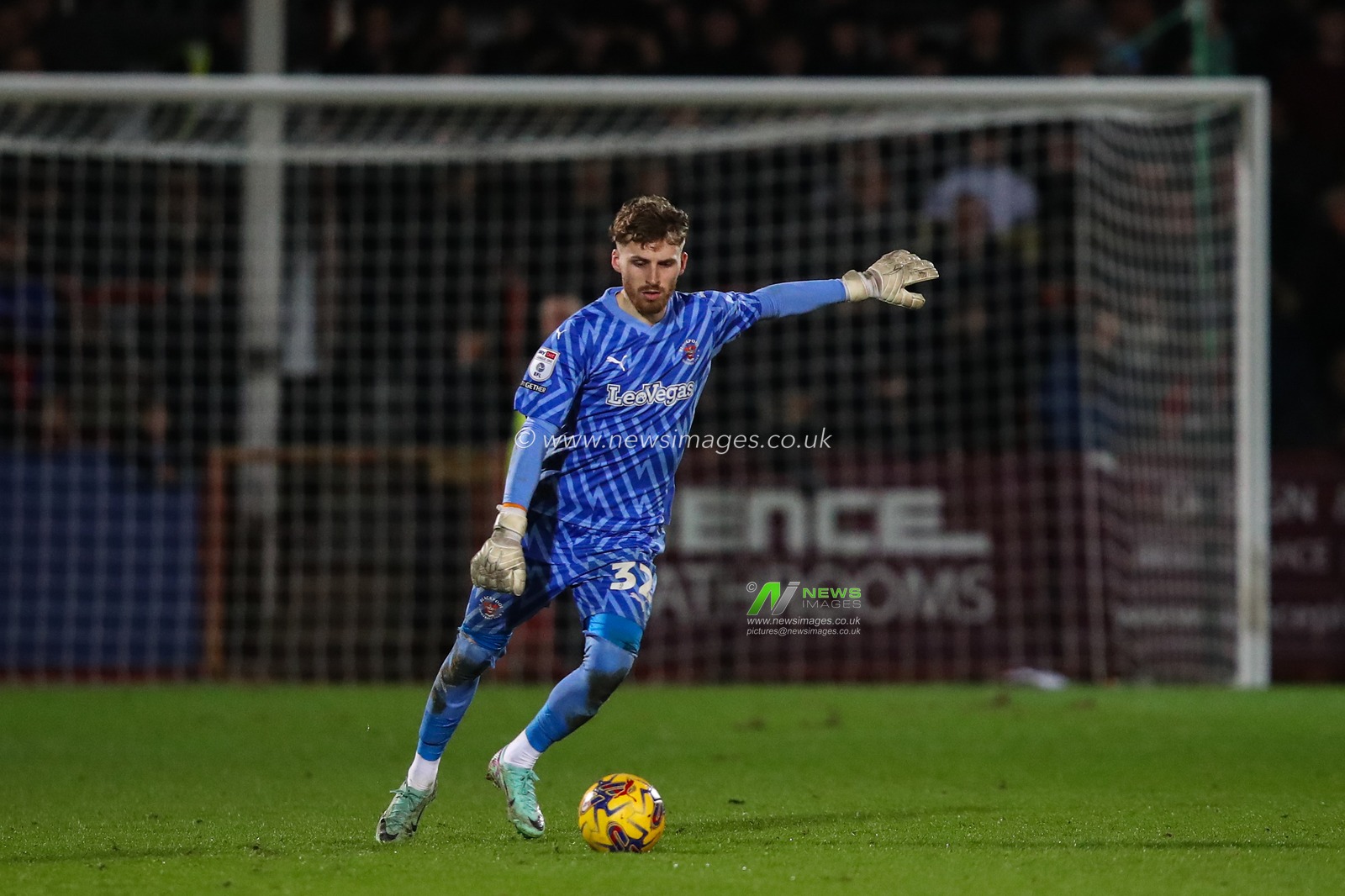 Daniel Grimshaw of Blackpool takes a free kick during the Sky Bet League 1 match Cheltenham Town vs Blackpool at The Completely-Suzuki Stadium, Cheltenham, United Kingdom, 13th February 2024

(Photo by Gareth Evans/News Images)