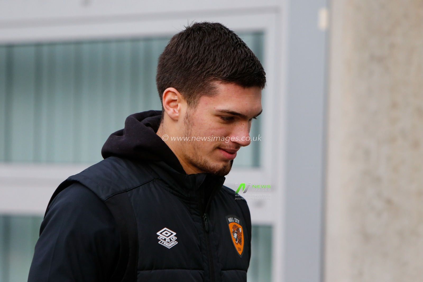Xavier Simons #35 of Hull City arrives for the Sky Bet Championship match Hull City vs Huddersfield Town at MKM Stadium, Hull, United Kingdom, 14th January 2023

(Photo by Ben Early/News Images)