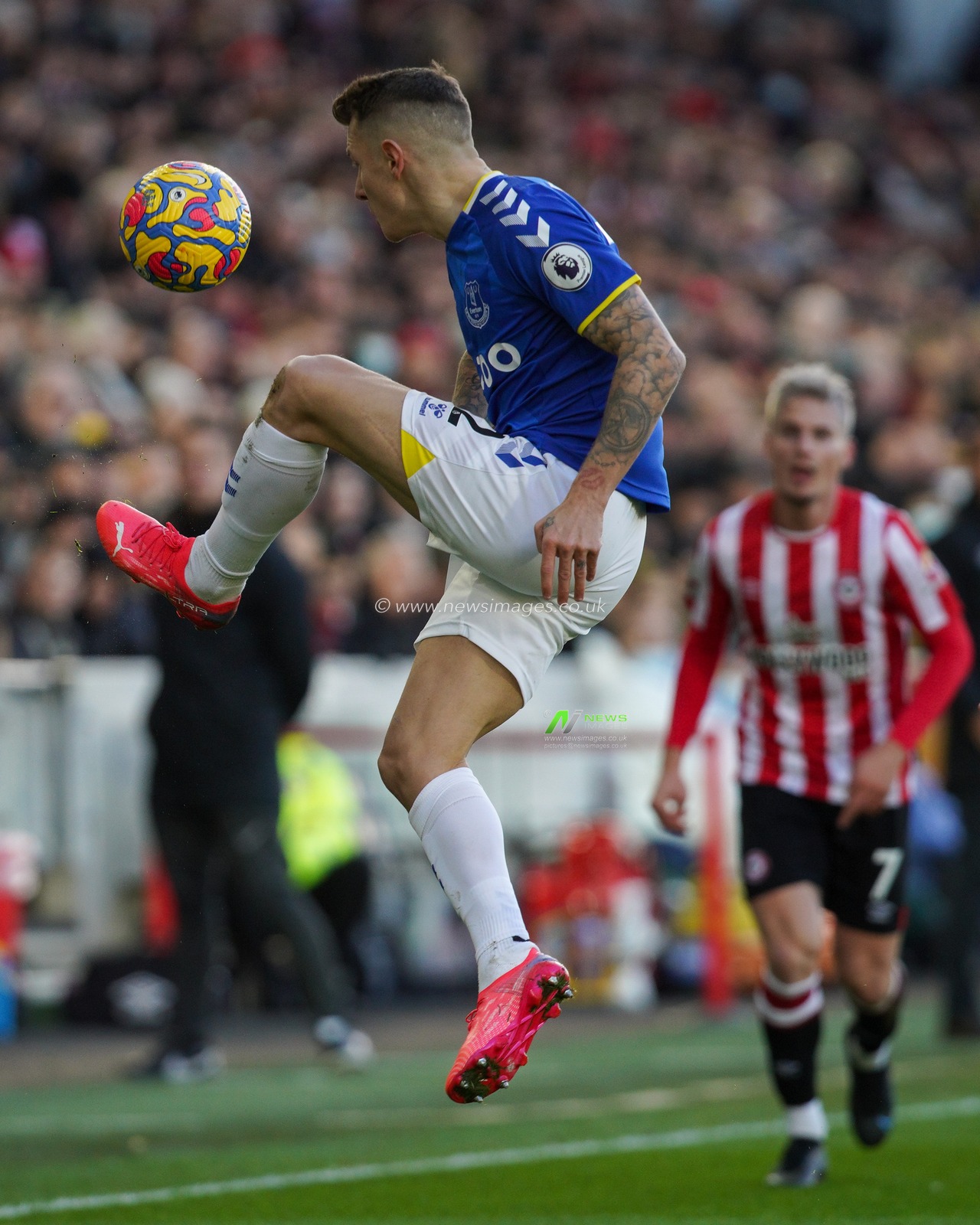 Lucas Digne #12 of Everton in action during the game