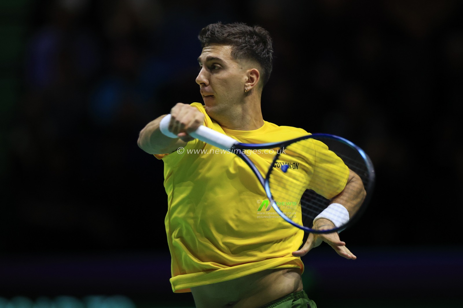 Thanasi Kokkinakis (AUS) in action during the Davis Cup match Great Britain vs Australia at Manchester AO Arena, Manchester, United Kingdom, 13th September 2023

(Photo by Conor Molloy/News Images)