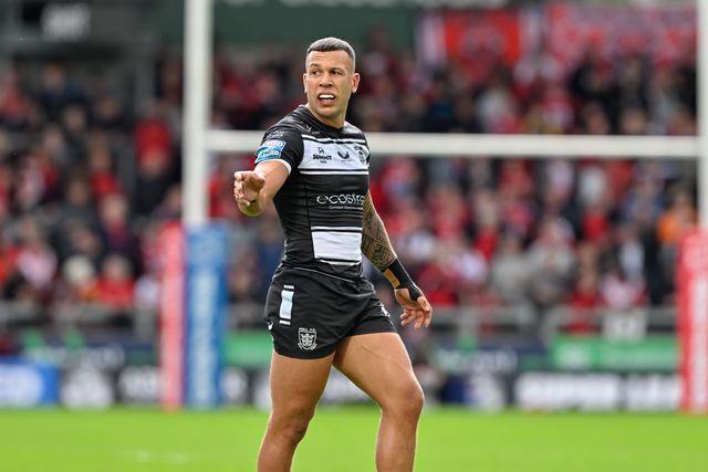 Carlos Tuimavave Hull FC during the Betfred Super League Round 16 match Salford Red Devils vs Hull FC at Salford Community Stadium, Eccles, United Kingdom, 7th July 2024

(Photo by Cody Froggatt/News Images)
