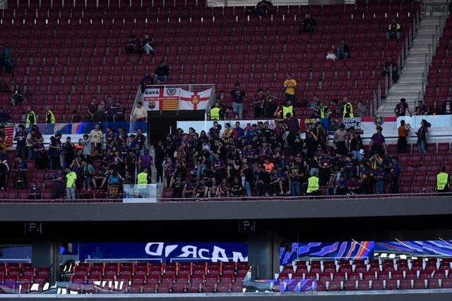 Fans of FC Barcelona before the UEFA Champions League Quarter Finals match Atletico Madrid vs Barcelona at Riyadh Air Metropolitano, Madrid, Spain on 14 April 2026

(Photo by Samuel Carreno/News Images)