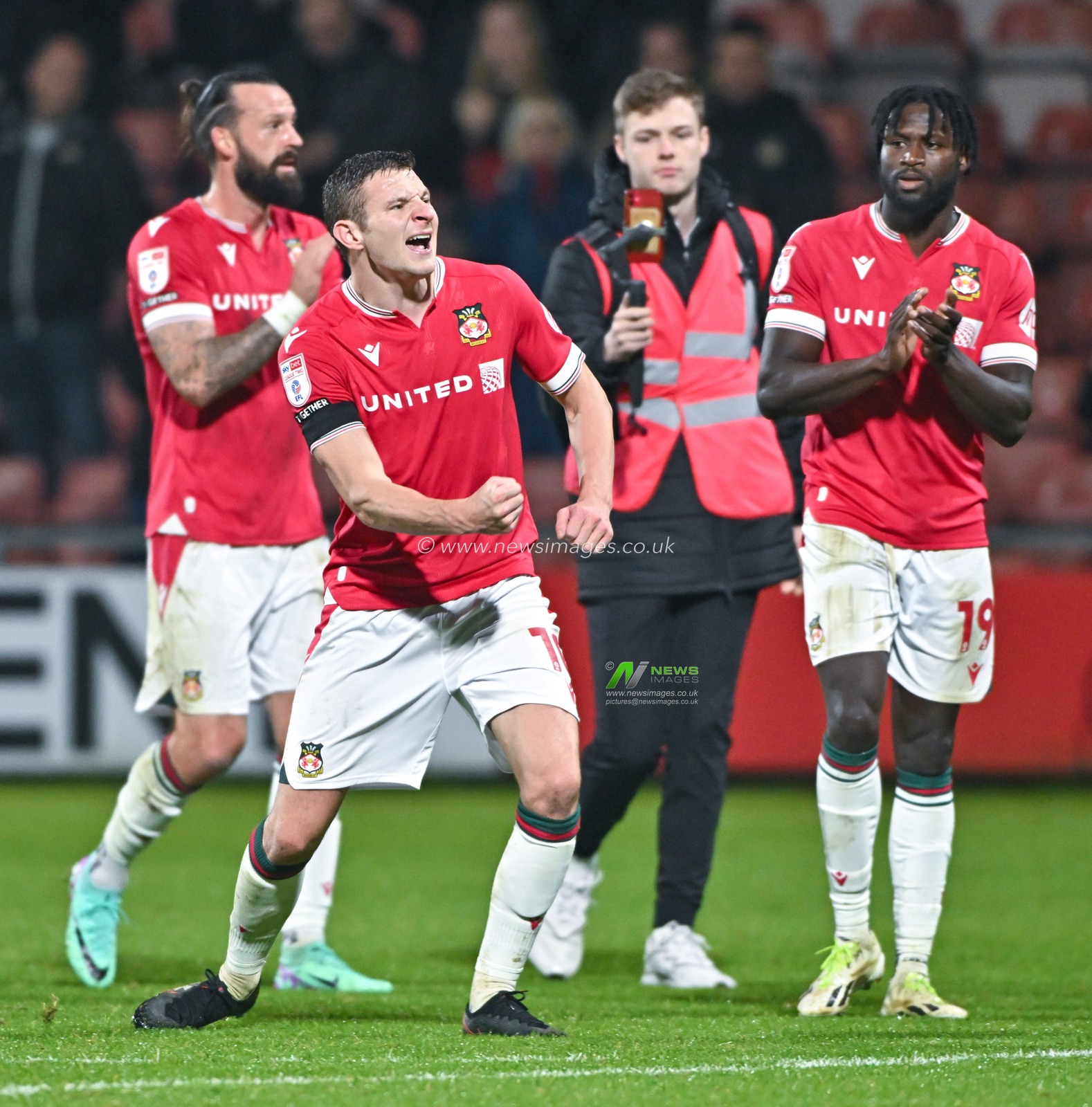 Paul Mullin 10# of Wrexham Association Football Club celebrates the match result, during the Sky Bet League 2 match Wrexham vs Sutton United at SToK Cae Ras, Wrexham, United Kingdom, 24th October 2023

(Photo by Cody Froggatt/News Images)