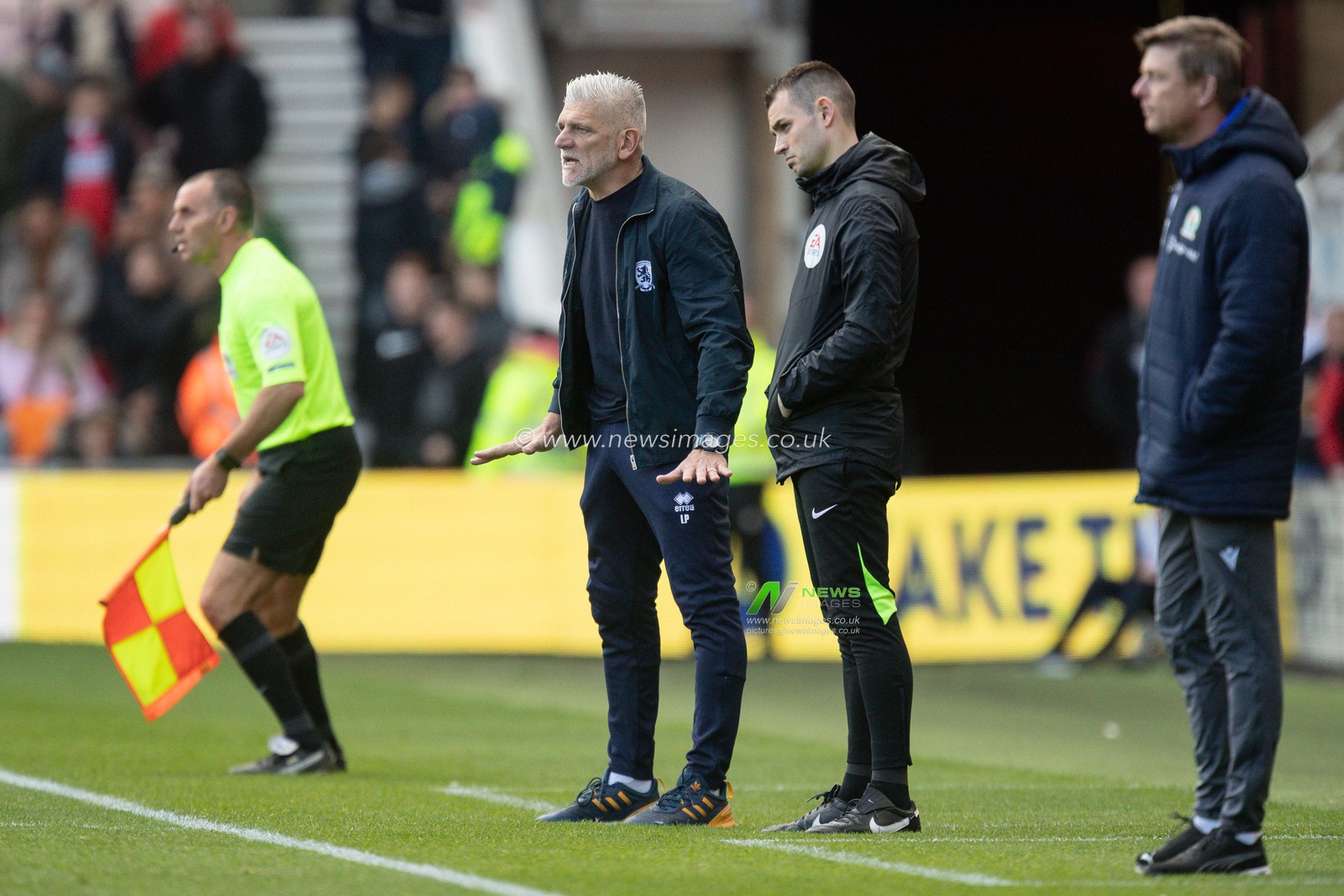 Leo Percovich Caretaker Manager of Middlesbrough calls for his players to calm down during the Sky Bet Championship match Middlesbrough vs Blackburn Rovers at Riverside Stadium, Middlesbrough, United Kingdom, 15th October 2022

(Photo by James Heaton/News Images)