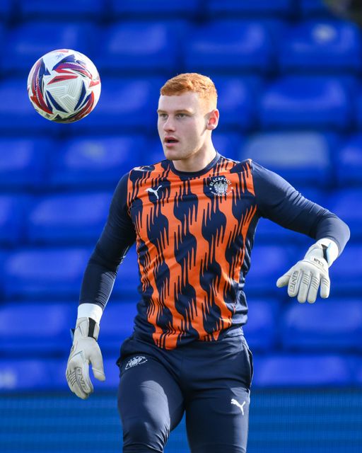 Mackenzie Chapman of Blackpool during the pre-game warmup ahead of the Sky Bet League 1 match Stockport County vs Blackpool at Edgeley Park Stadium, Stockport, United Kingdom, 1st March 2025

(Photo by Craig Thomas/News Images)