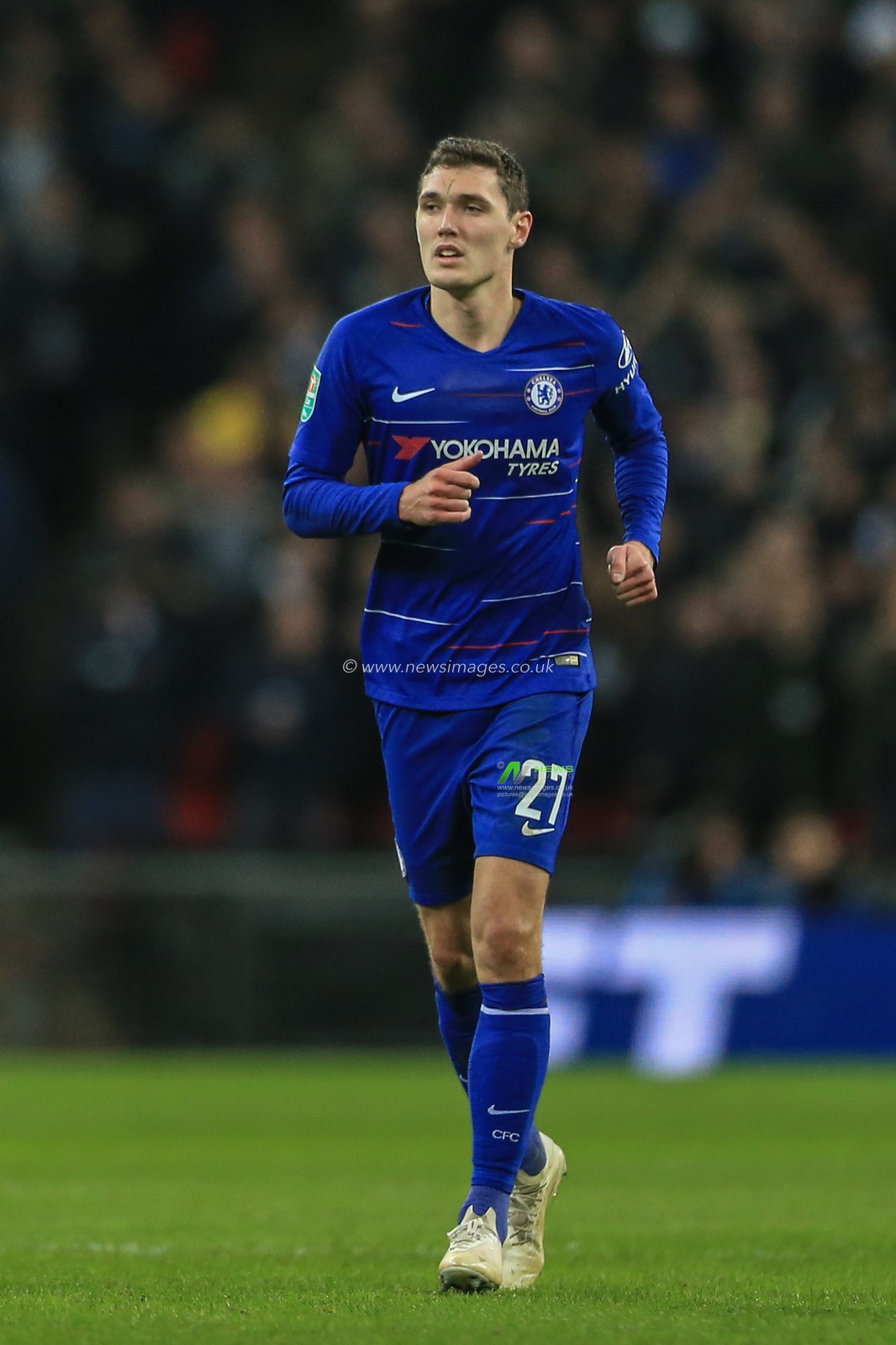 8th January 2019, Wembley, London, England; Carabao EFL Cup, Semi-Final, Tottenham vs Chelsea ; Andreas Christensen (27) of Chelsea during the game


Credit: Mark Cosgrove/News Images

English Football League images are subject to DataCo Licence