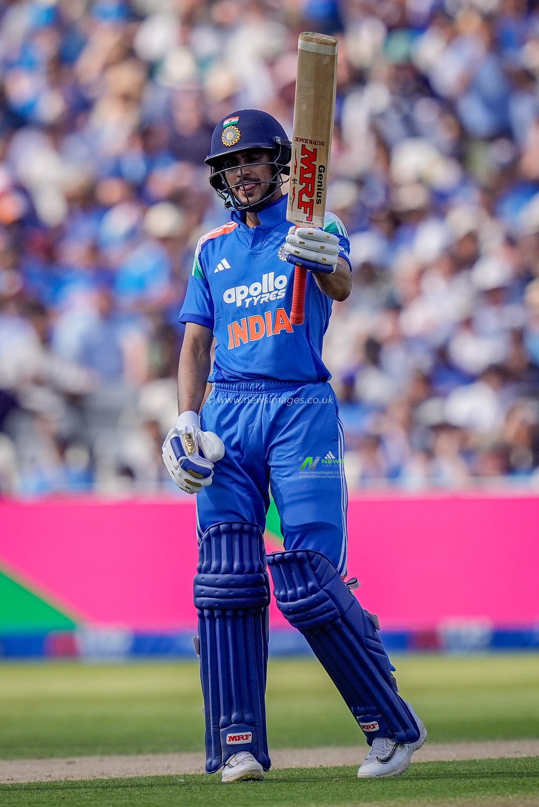 India captain Shubman Gill celebrates a half century  during the 1st Metro Bank ODI match England vs India at Edgbaston, Birmingham, United Kingdom on 14 July 2026

(Photo by Maynard Manyowa/News Images)