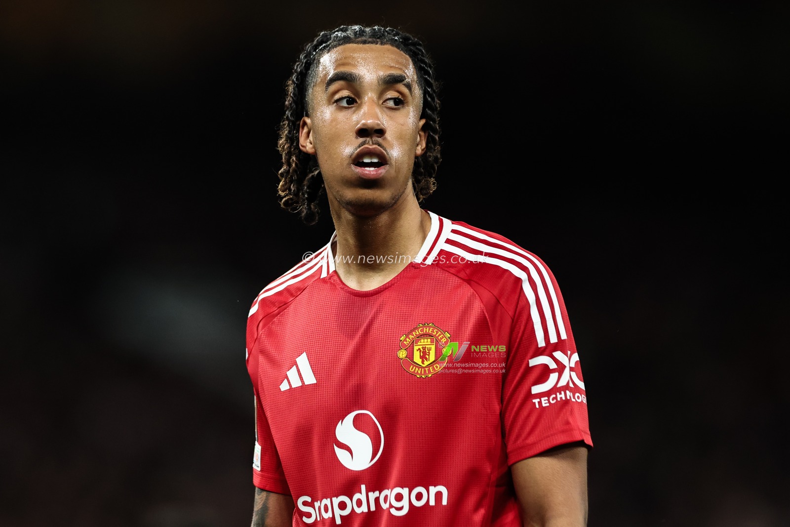 Leny Yoro of Manchester United during the UEFA Europa League Quarter-finals match Manchester United vs Lyon at Old Trafford, Manchester, United Kingdom, 17th April 2025

(Photo by Mark Cosgrove/News Images)
