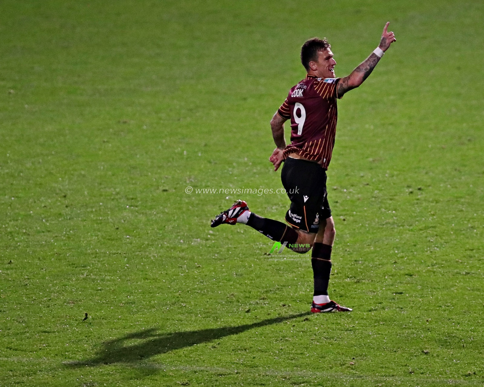 Andy Cook of Bradford City celebrates his goal during The Vertu Trophy match Bradford City vs Grimsby Town at University of Bradford Stadium, Bradford, United Kingdom, 2nd September 2025(Photo by Sam Eaden/News Images)