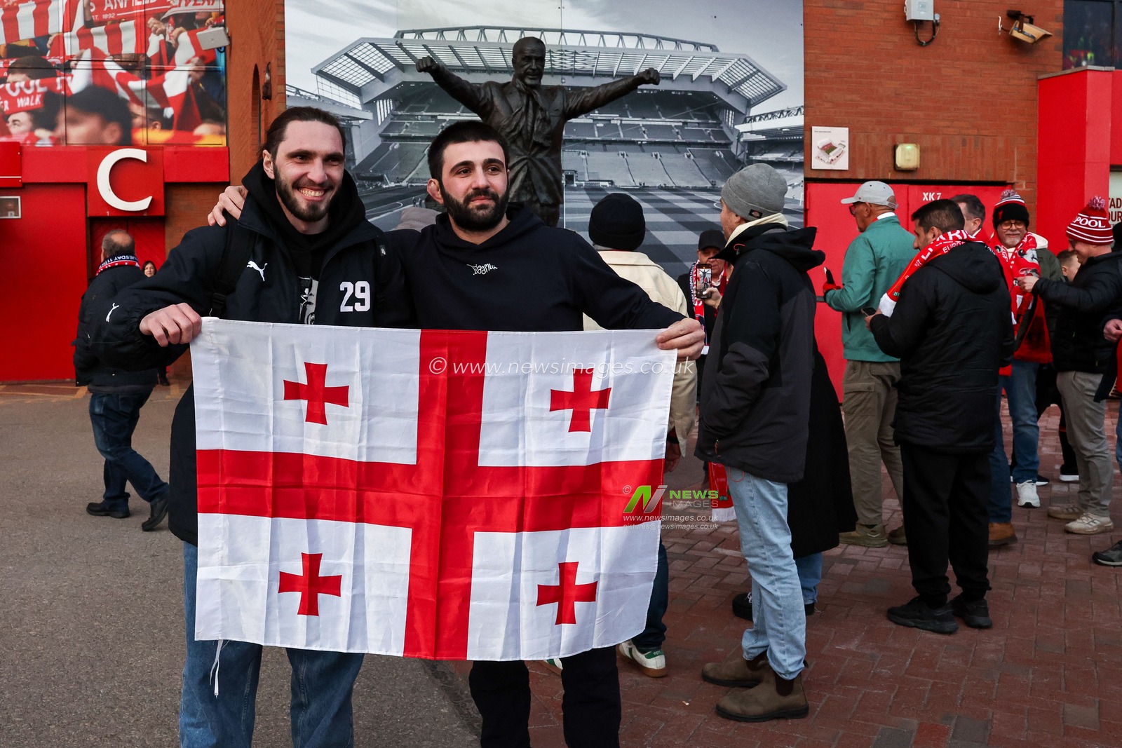 Fans arrive at Anfield prior to the UEFA Champions League Last 16 match Liverpool vs Paris Saint-Germain at Anfield, Liverpool, United Kingdom, 11th March 2025

(Photo by Mark Cosgrove/News Images)