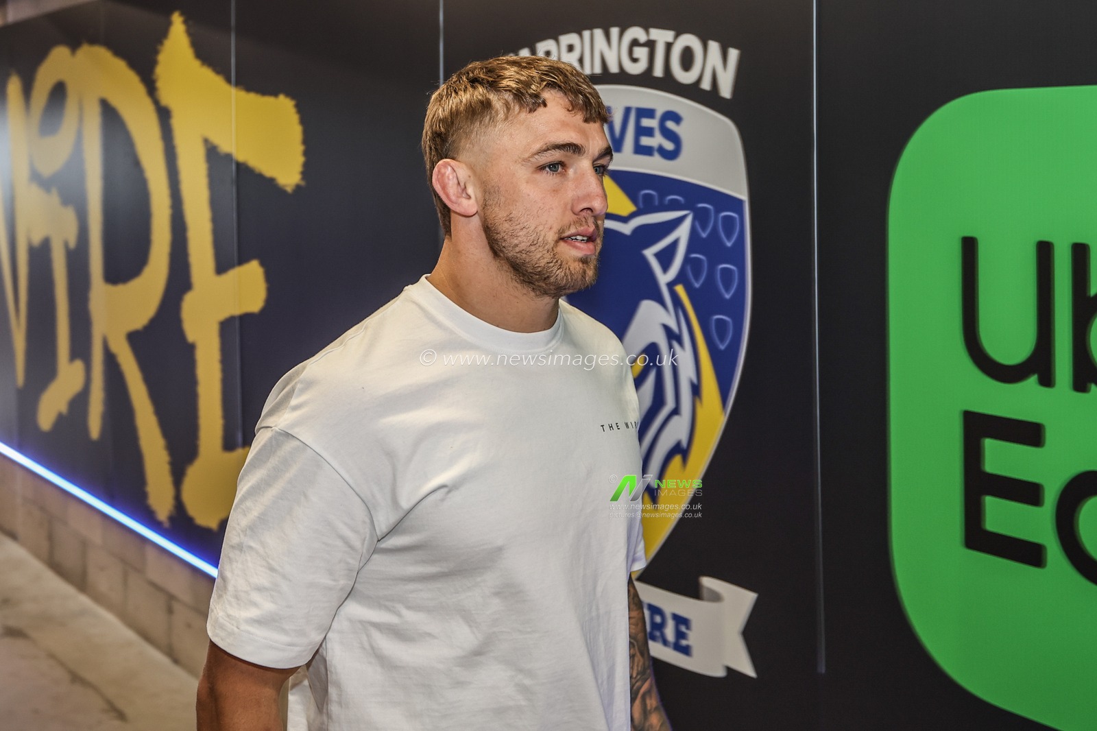 Sam Powell of Warrington Wolves arrives during the Betfred Super League Round 12 match Warrington Wolves vs Hull KR at Halliwell Jones Stadium, Warrington, United Kingdom, 23rd May 2025

(Photo by Alfie Cosgrove/News Images)
