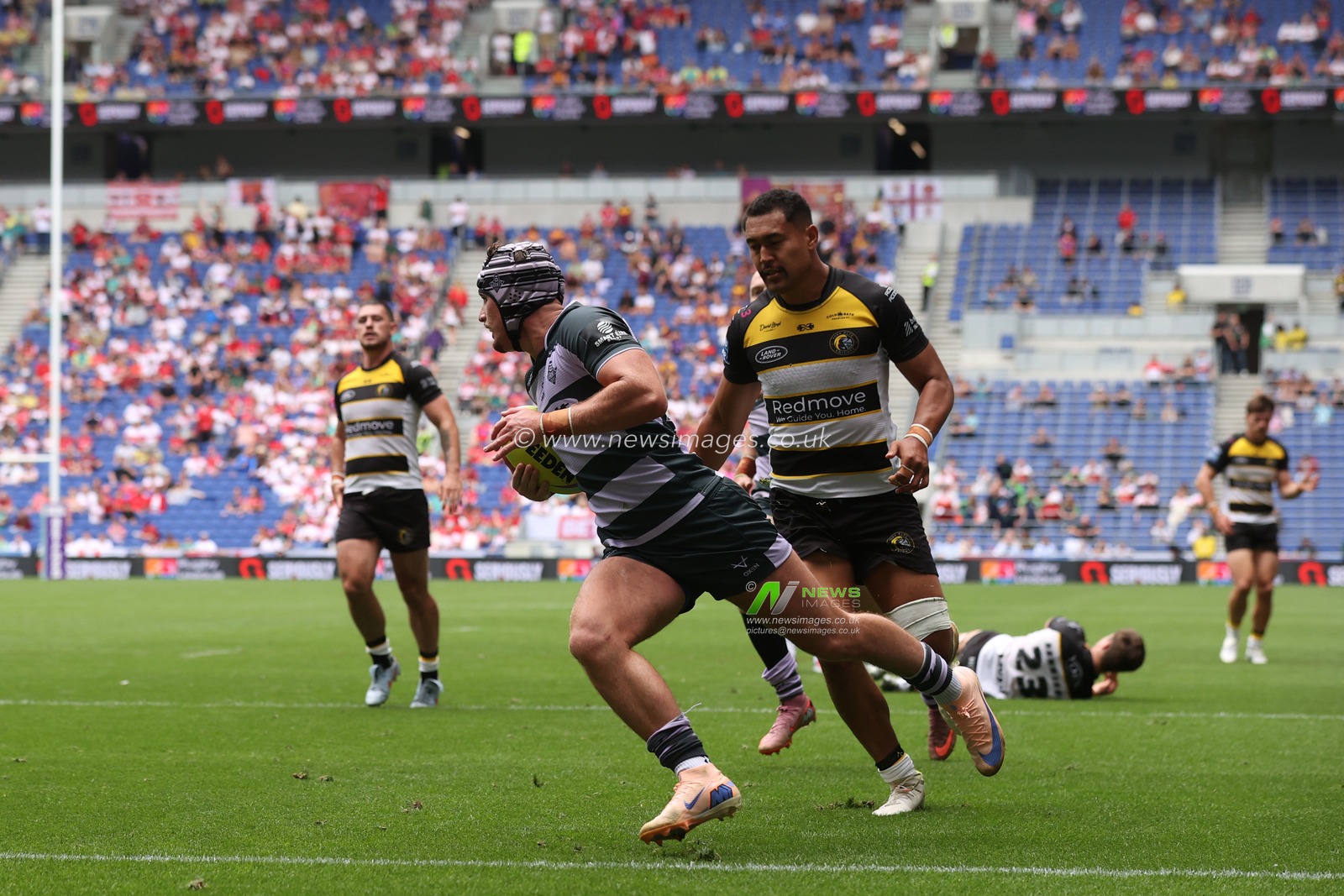 George Flanagan Jnr of Huddersfield Giants goes over for a try during the Betfred Super League Magic Weekend match Huddersfield Giants vs York Knights at Hill Dickinson Stadium, Liverpool, United Kingdom on 04 July 2026

(Photo by Alfie Cosgrove/News Images)